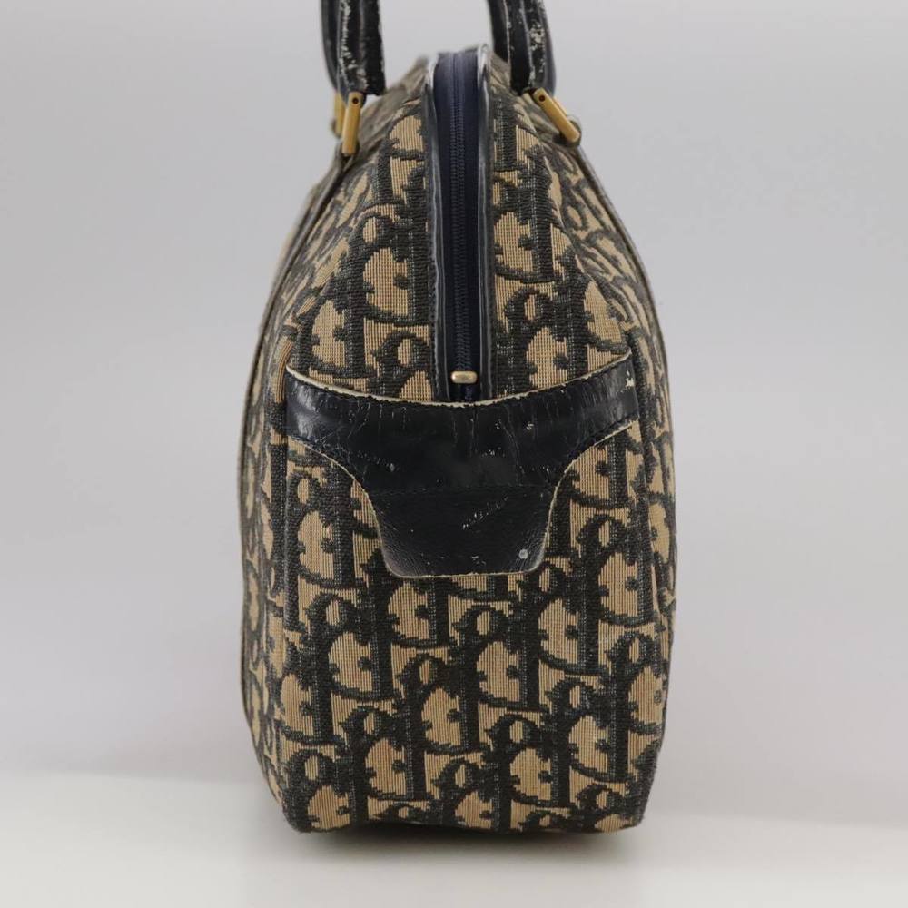 Christian Dior Trotter Canvas Hand Bag Navy Gold Auth 104738 - Picture 4 of 16